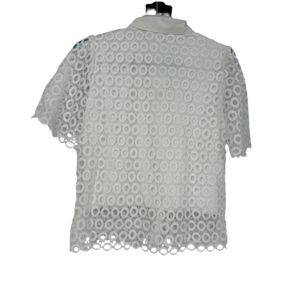 🐚 NWT White Eyelet Crochet 2-Piece Matching Set Resort Outfit L 🐚 - Picture 11 of 13